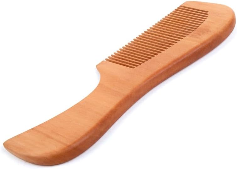 Daiso Peach Wood Comb - Handcrafted Brown Hair Comb for Daily Grooming - Image 3
